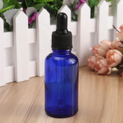 Het Druppelbuisjeflessen van het LinDeer30ml Blauwe Glas met Zwart Plastic GLB