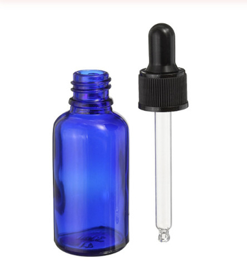 Het Druppelbuisjeflessen van het LinDeer30ml Blauwe Glas met Zwart Plastic GLB