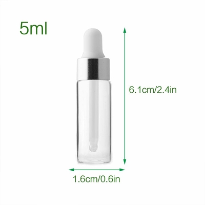 De zilveren Mini5ml-OEM van Etherische olieflessen ODM Flessen van het Glasdruppelbuisje